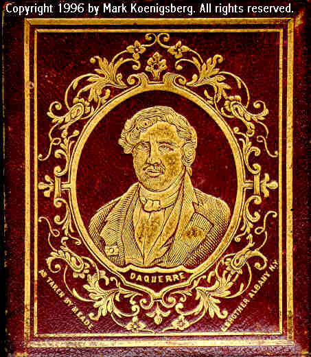 Sixth-plate leather case with Gold Portrait of Daguerre by the Meade Brothers