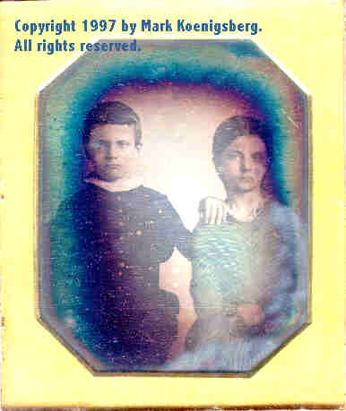 Sixth-plate daguerreotype of Brother and Sister, Tinted in Blue