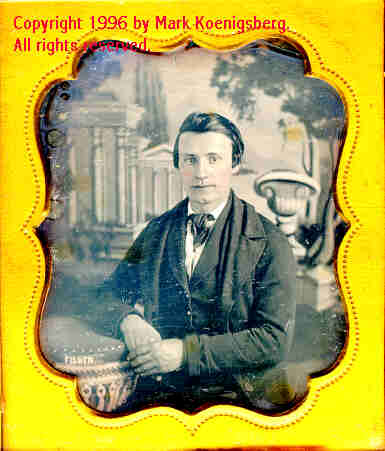 Sixth-plate daguerreotype of Man Signed by Fisher
