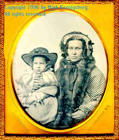 Sixth-plate daguerreotype of Mother and Child in Bonnets, by Fredericks