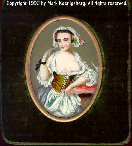 Sixth-plate Velvet Case with Oval-Inset Reverse-Painted Portrait of Woman
