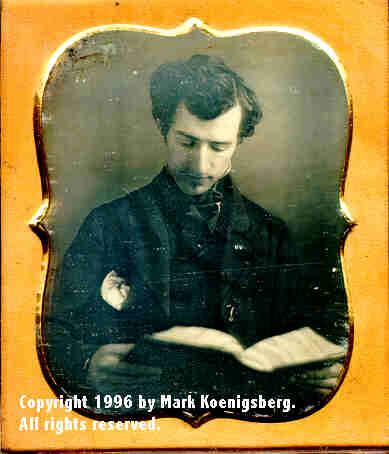 Sixth-plate daguerreotype of Man with Book in Lap