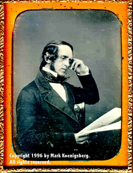 Quarter-plate daguerreotype of Man Reading Newspaper by George Johnson of Sacramento