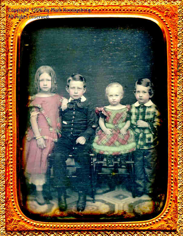 Half-plate daguerreotype of Four Children in Red and Green