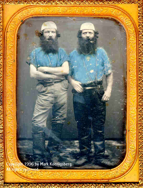 Half-plate daguerreotype of Two Miners or Whalers in Blue