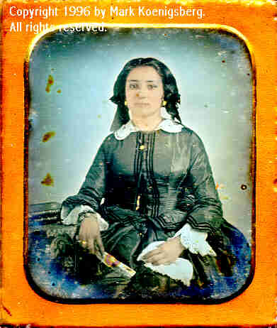 Sixth-plate daguerreotype of South-American Woman with Flesh Tones and Blue Background