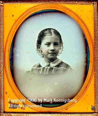 Sixth-plate daguerreotype of Pretty Girl and Blue Background