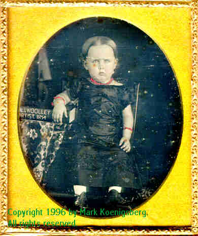 Sixth-plate daguerreotype of Girl Signed by S. J. Wooley, Artist, 1854